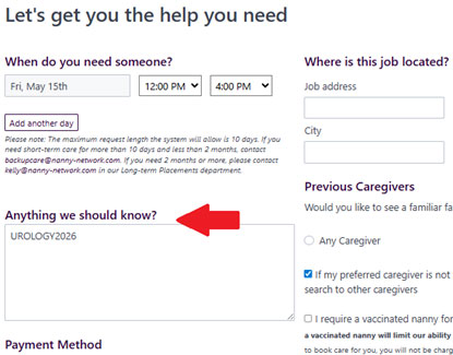 Nanny's Registration Process Step 7