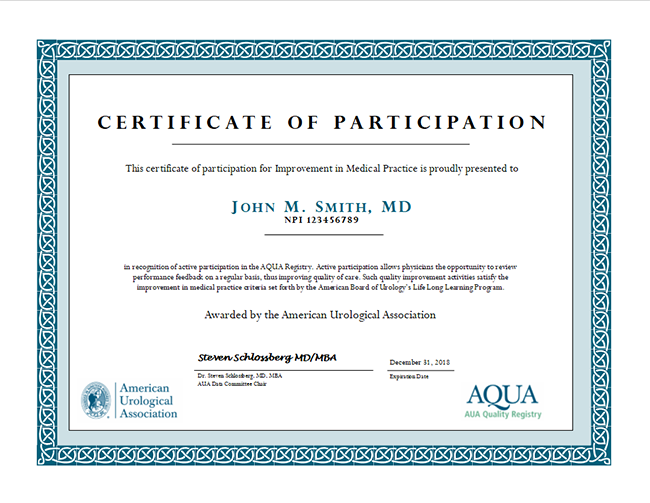 AQUA Participation Certification