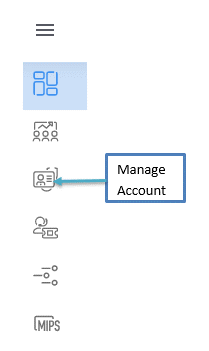 Image of Manage My Account menu for the AQUA Registry Dashboard
